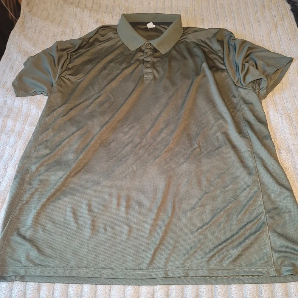 Men's Quarter‎ Button Pullover Polyester Olive S/S Casual 4XL NWOT